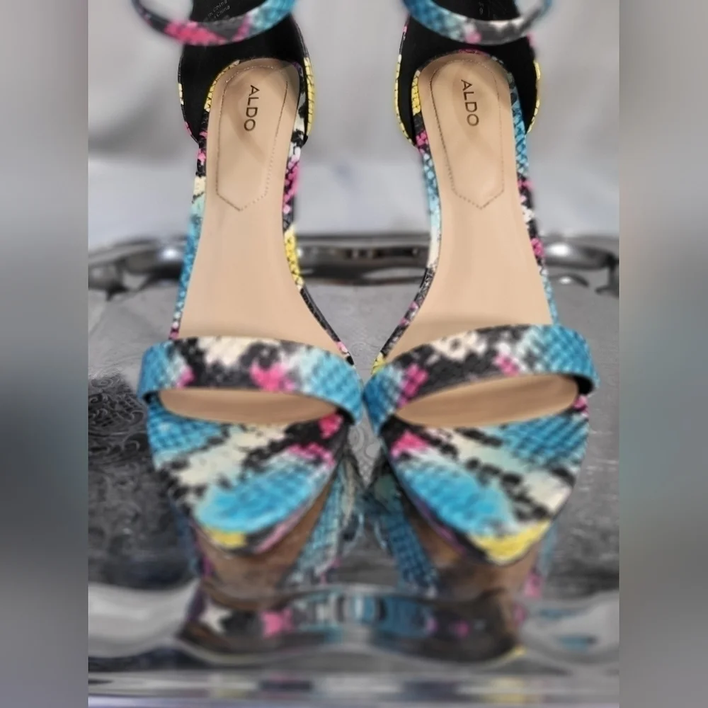 Aldo Multicolor Snake Print Stilettos-9 - Picture 4 of 8